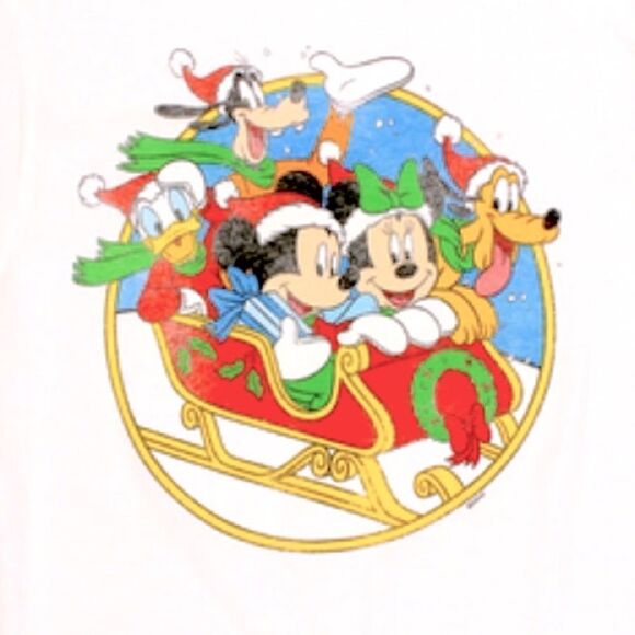 RETRO style Christmas Mickey Mouse & friends holiday graphic tee size M - Picture 2 of 2
